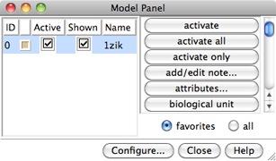 Chimera Model Panel