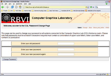 CGL Password Change Page