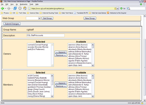 CGL LDAP Group Maintenance Page