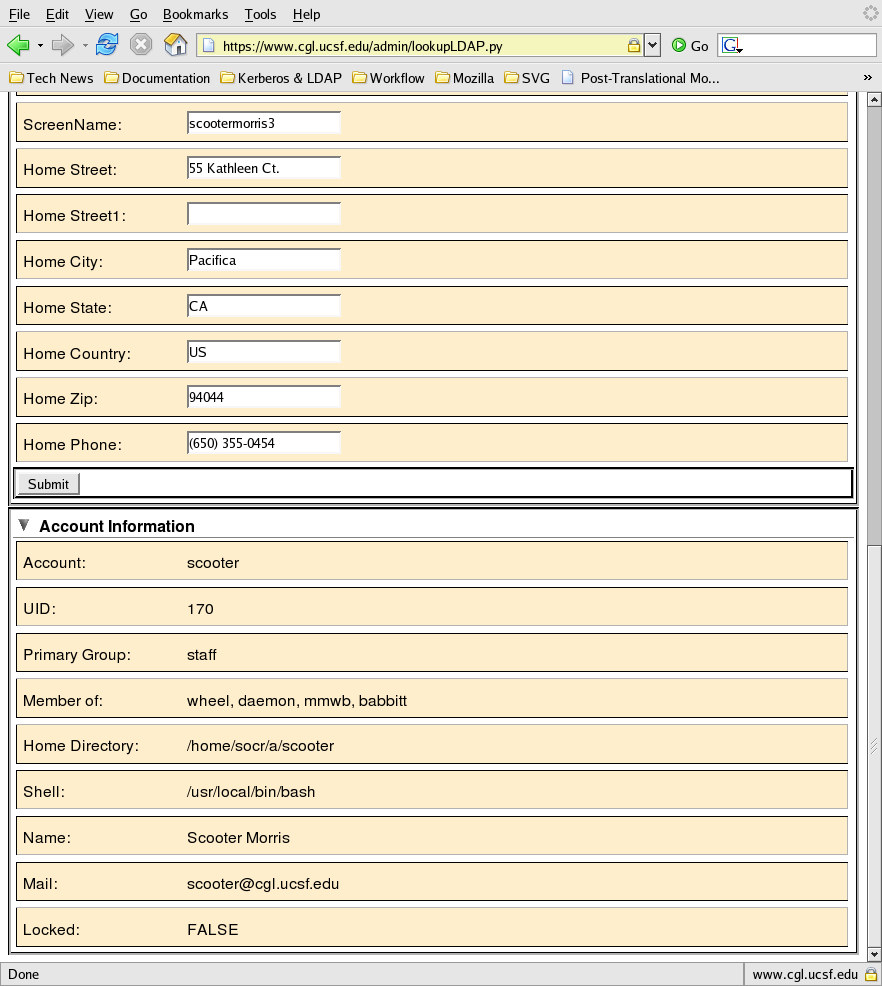 CGL LDAP Lookup Page (bottom)