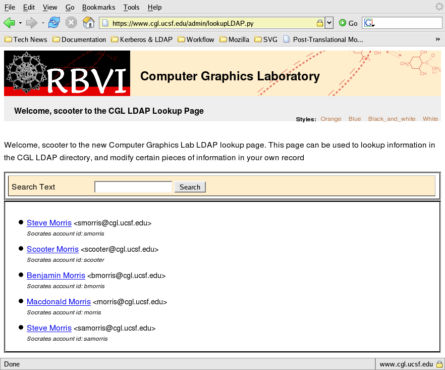 CGL LDAP Lookup Page - Multiple Hits