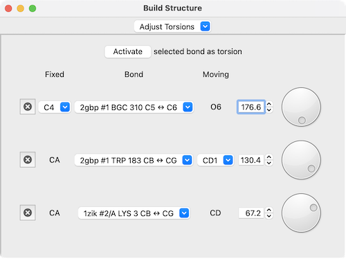 Adjust Torsions dialog